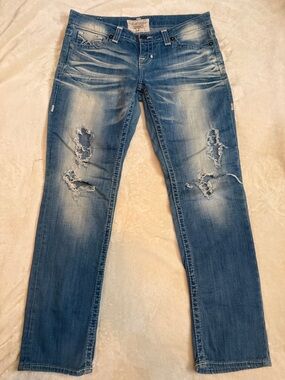 Big Star 32R Distressed Light Blue Slim Jeans